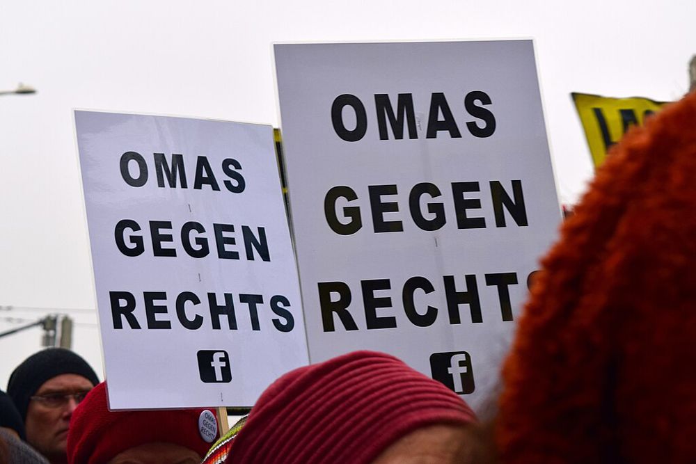 Schilder Demonstration Omas gegen Rechts